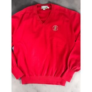 Vintage Punxsutawney Country Club V-Neck Sweater Red XL USA Made Groundhog Phil